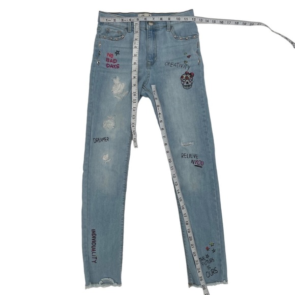 Jordache Embroidered Rough Hem Skinny Jeans Size 14 Girl's - Picture 4 of 6